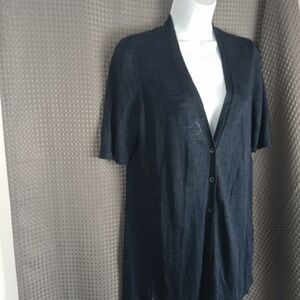 J.Jill Women's Short Sleeve Button Front Cardigan V-Neck Linen Blend Size S